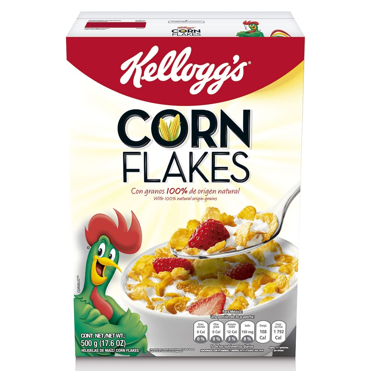 Corn Flakes Kelloggs en canasta en casa