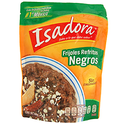 Frijoles Negros Refritos Isadora en canasta en casa
