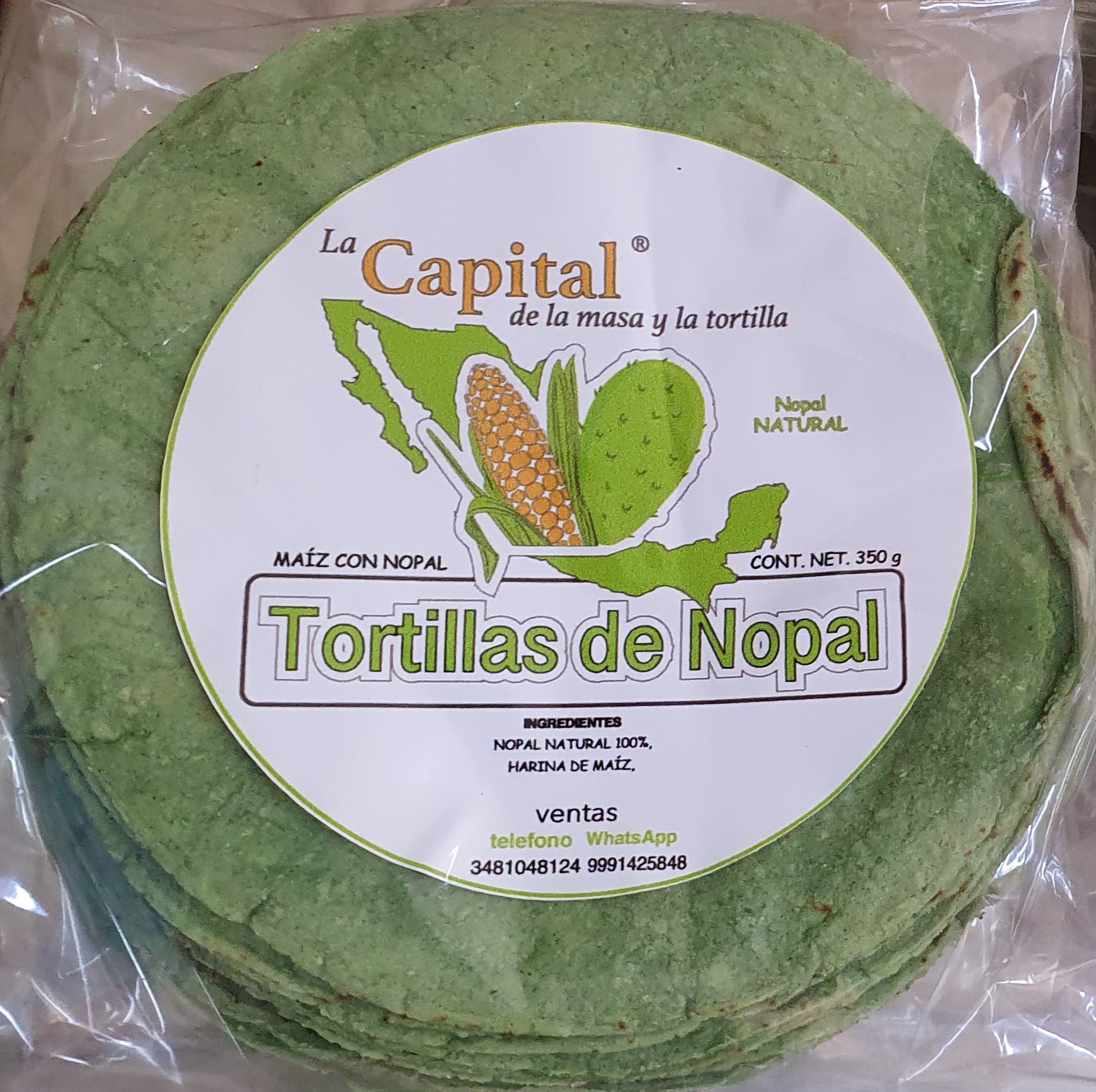 Tortillas de NOPAL 100% Natural en canasta en casa